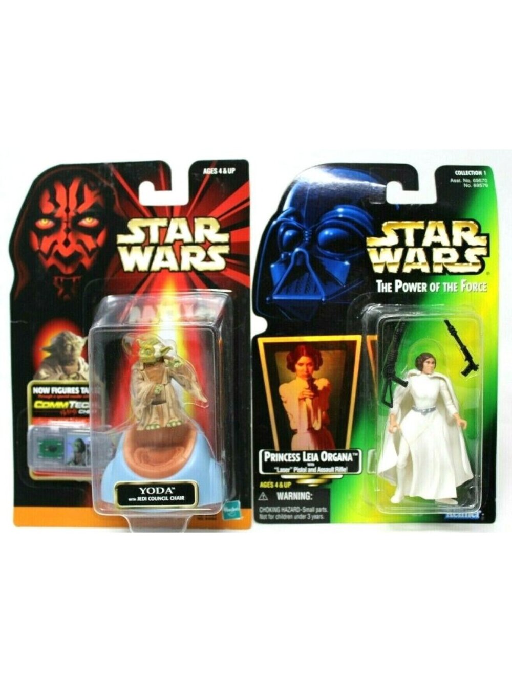 2 Star Wars Action Figures Princess Leia Organa & Yoda New on Card  #D-42